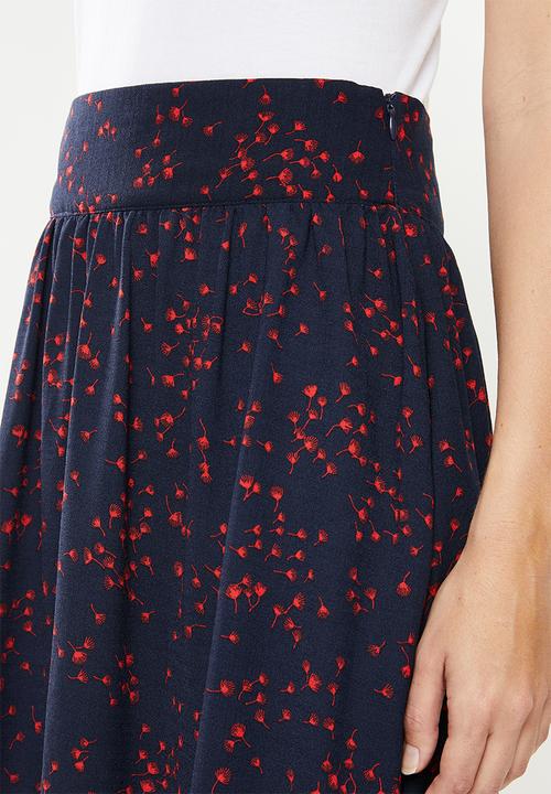 Jacqueline de Yong - Layla midi skirt - navy & red 