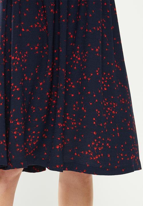Jacqueline de Yong - Layla midi skirt - navy & red 