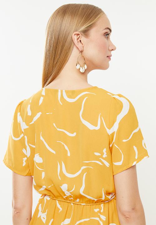 Vero Moda - Milona wrap dress - yellow & white