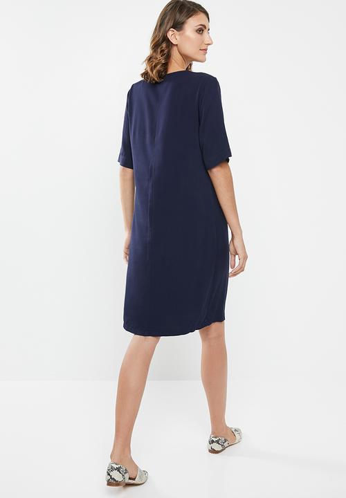 edit - Wide sleeve shift dress -  navy