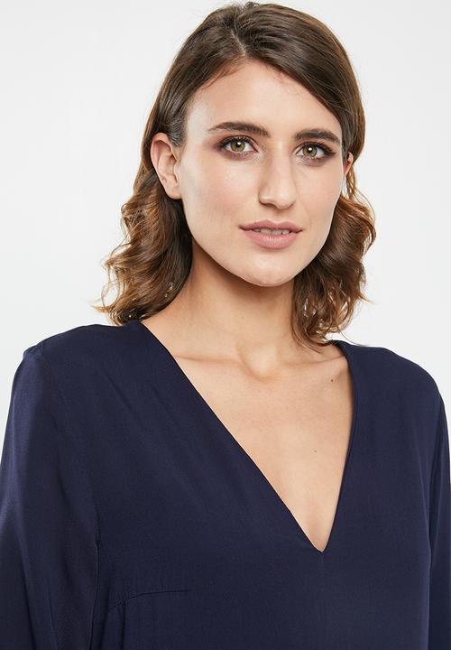 edit - Wide sleeve shift dress -  navy