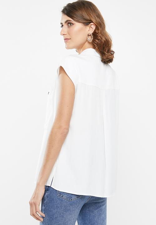 edit - Longer length utility shirt - white