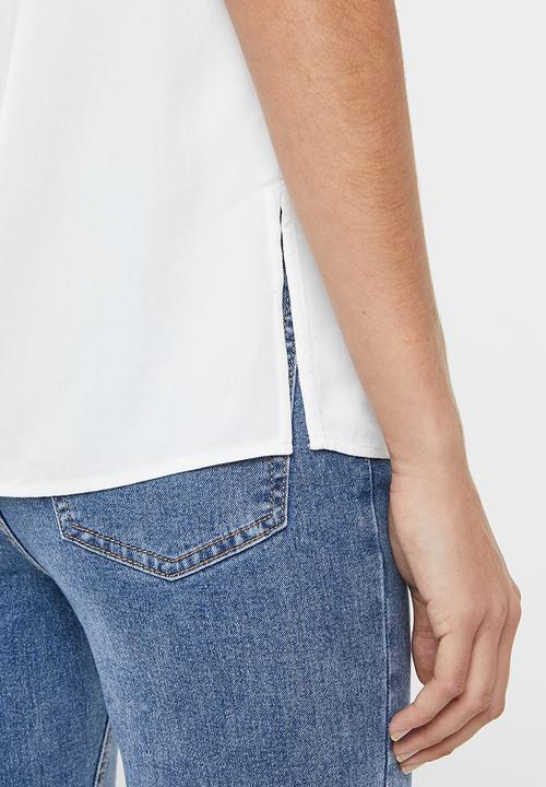 edit - Longer length utility shirt - white