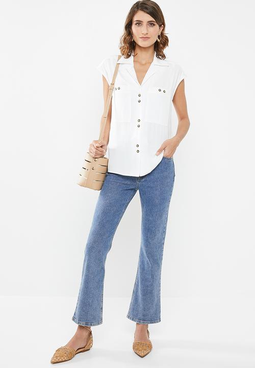 edit - Longer length utility shirt - white