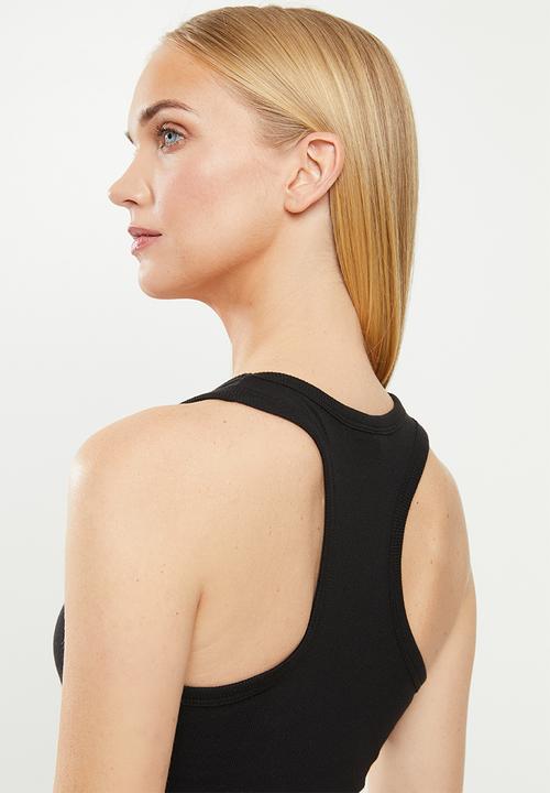 Cotton On - Rib racer back tank - black