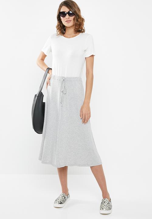 edit - Draw cord midi skirt - grey 