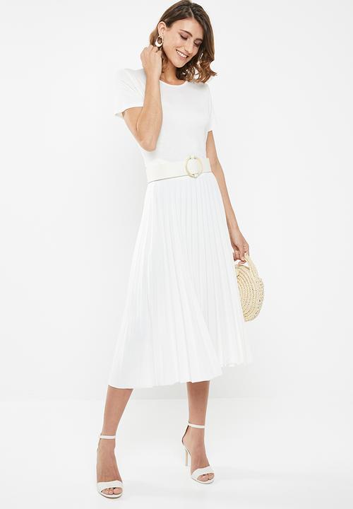 edit - Pleated midi skirt - cream 