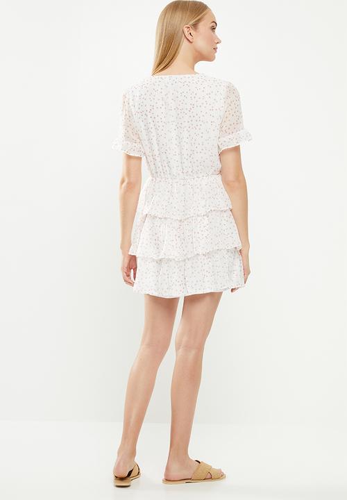 Cotton On - Woven sara short sleeve ruffle mini dress - white