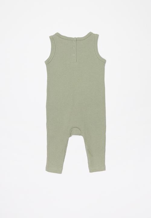 Cotton On - The sleeveless long leg rib romper - green