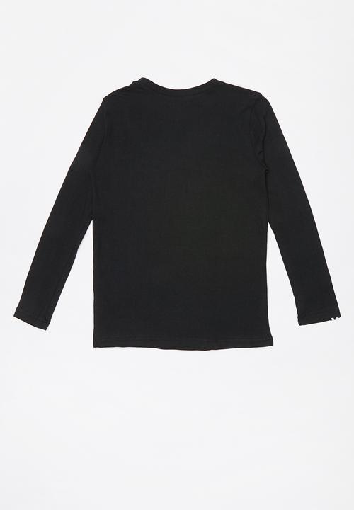 Rebel Republic - Sports long sleeve tape tee with stripe detail - black & white