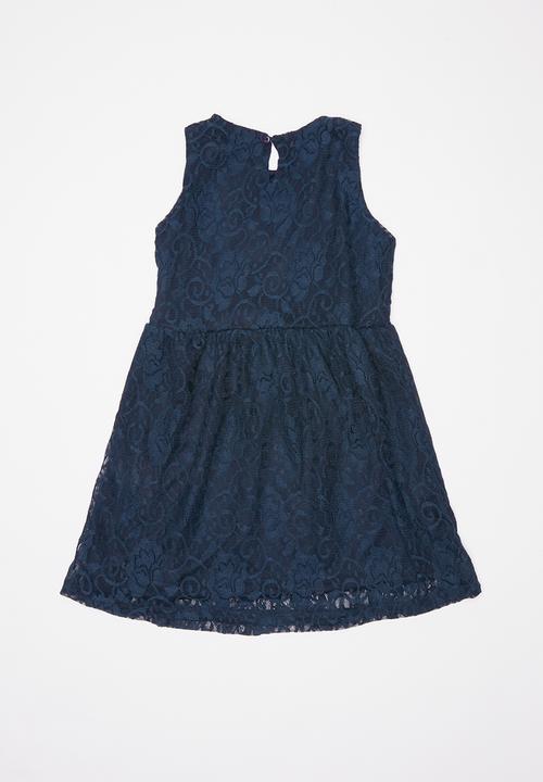 Pop Candy - Lace dress with bow - navy