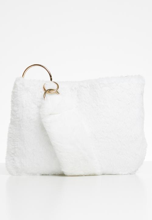 white fur purse