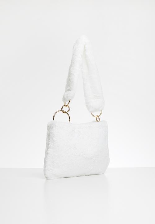 Superbalist - Sabrina faux fur shoulder bag - white