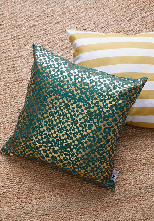 Sixth Floor - Textured printed cushion cover - turquoise