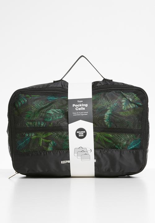 Typo - 4 Pack  luggage packing cells - black & green
