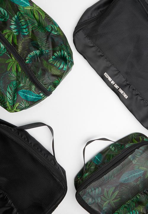 Typo - 4 Pack  luggage packing cells - black & green