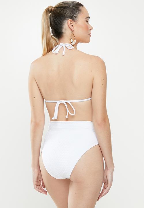 Cotton On - Banded highwaisted cheeky bikini bottom - white