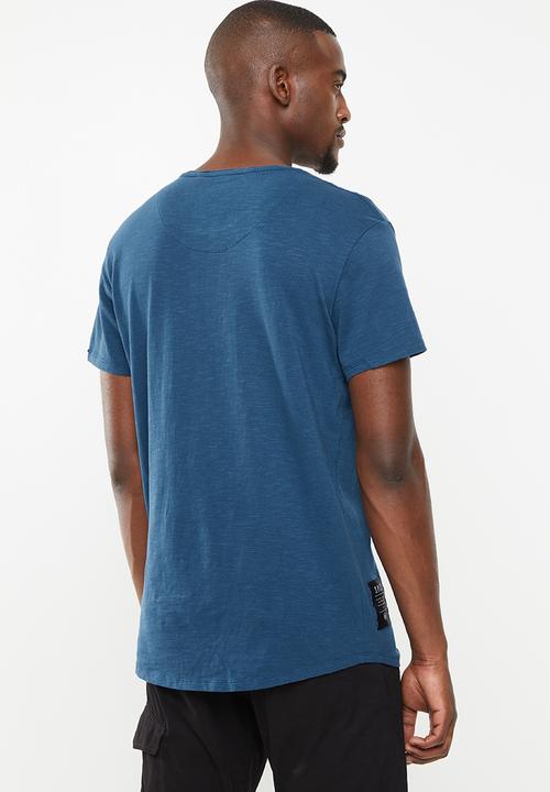 S.P.C.C - Scoop hem logo tee - blue