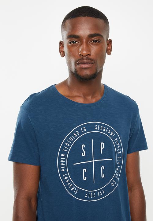 S.P.C.C - Scoop hem logo tee - blue