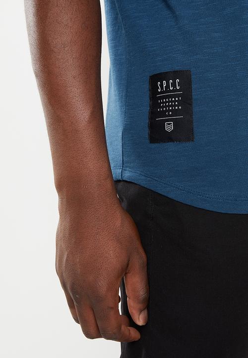 S.P.C.C - Scoop hem logo tee - blue