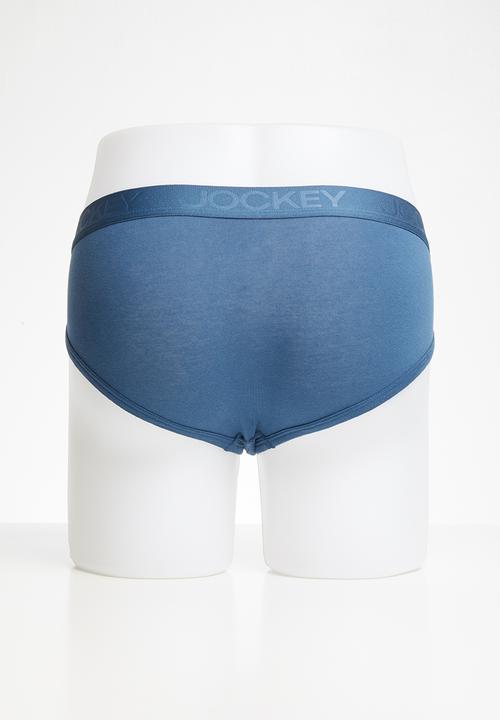 Jockey - Tonal cotton stretch 3 pack briefs - navy & blue 
