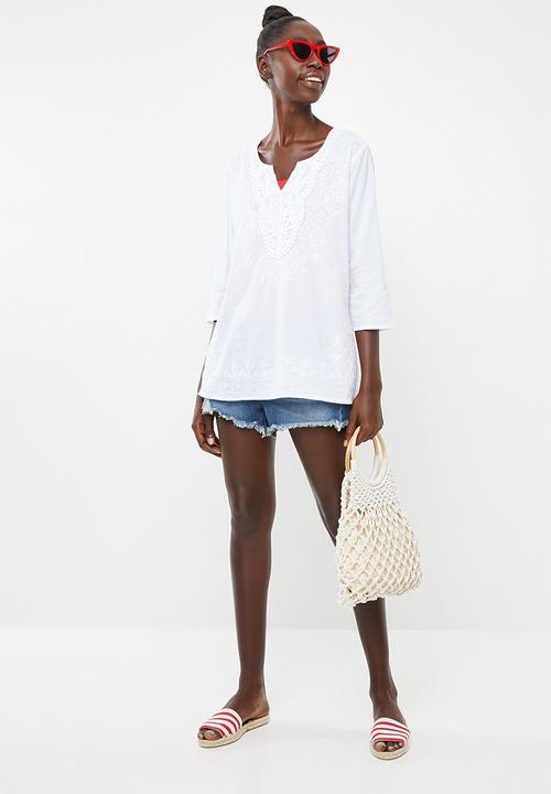 Lithe - Embroidered kaftan - white
