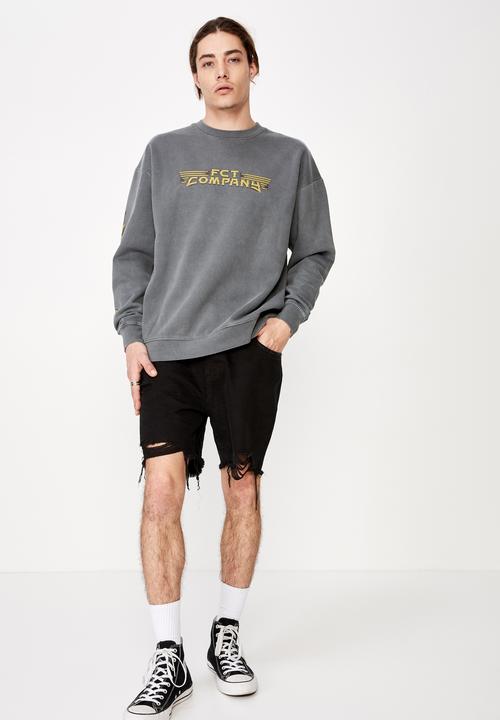 Factorie - Oversized graphic crew - grey