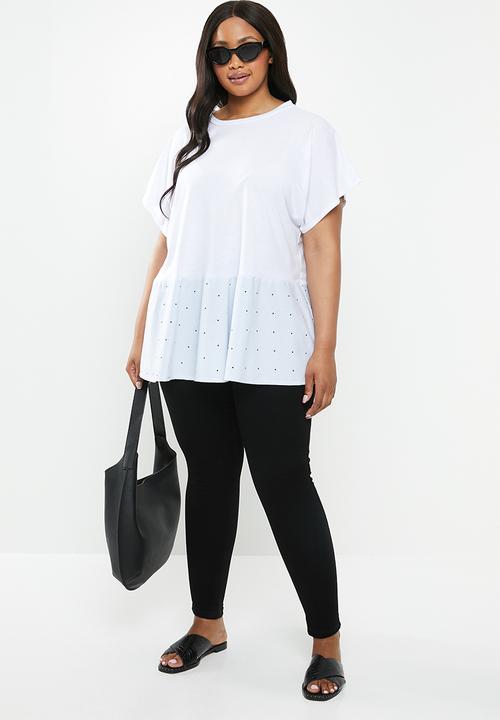 edit Plus - Peplum tee - white & blue 
