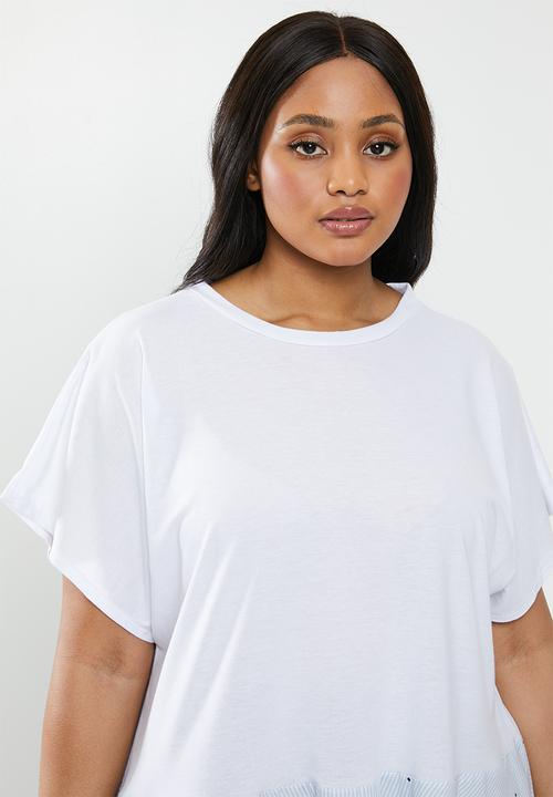 edit Plus - Peplum tee - white & blue 