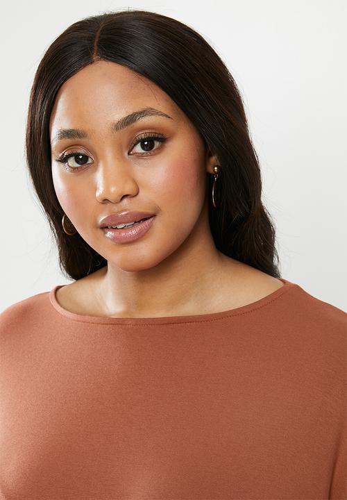 edit Plus - Pocket tee dress - rust