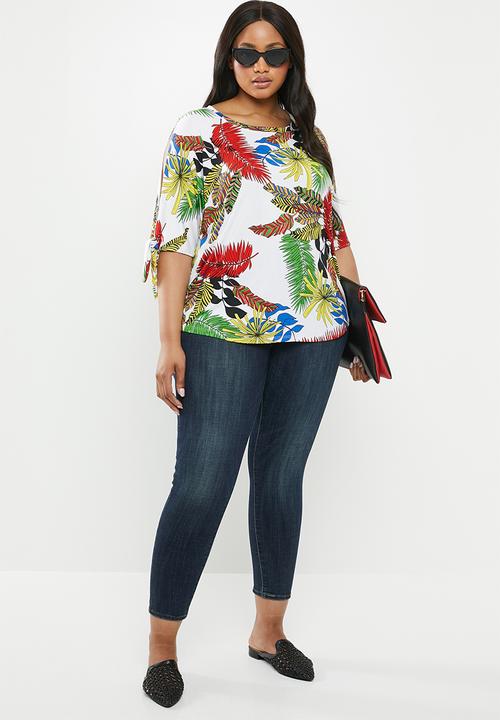 edit Plus - T-shirt with tie sleeve - multi