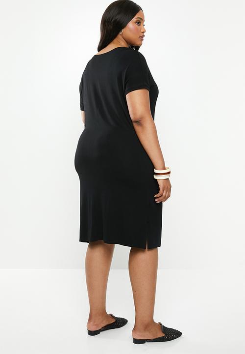 edit Plus - V-neck classic dress - black