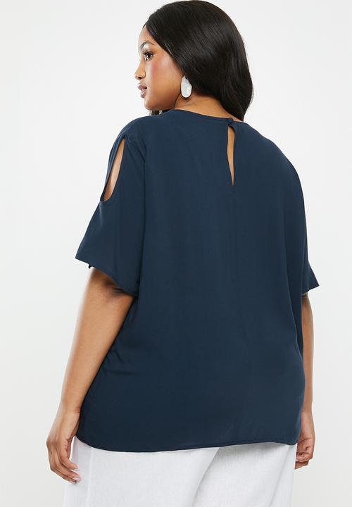edit Plus - Keyhole blouse - navy