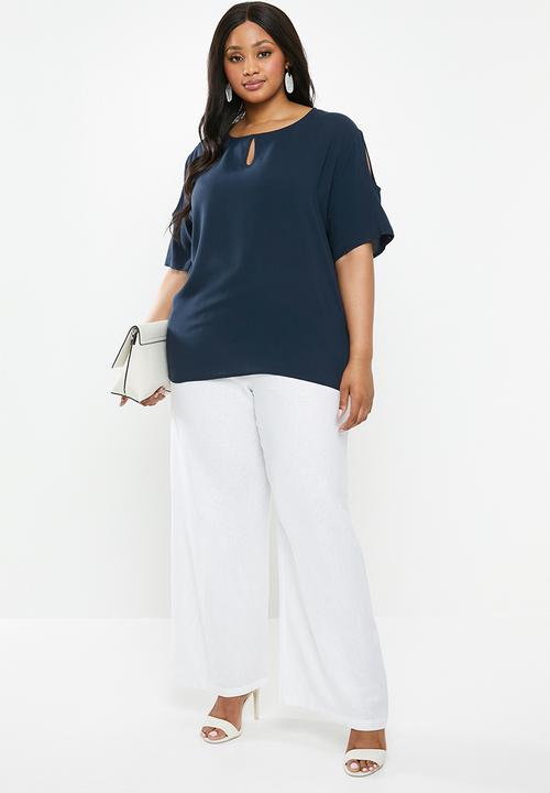 edit Plus - Keyhole blouse - navy