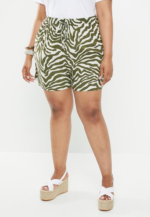 Superbalist - High waist soft shorts - green & white
