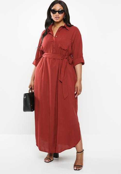 Superbalist - Maxi shirt dress - burgundy