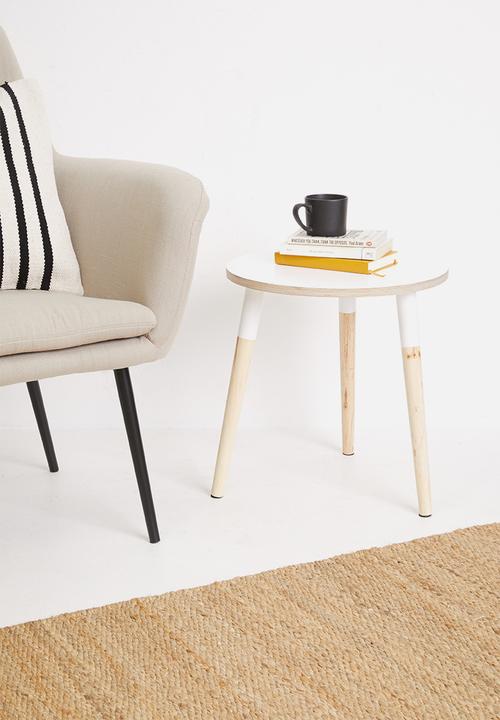 Native Decor - Birch round side table - white