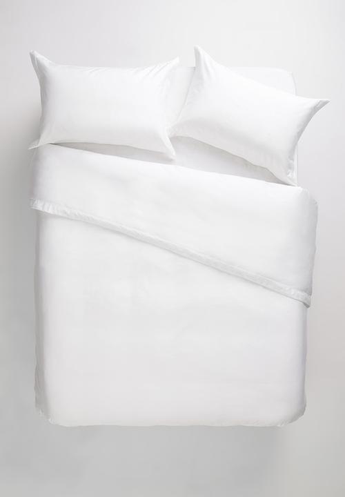 Egyptian Cotton Oxford Satin St Duvet Cover Set White 400tc