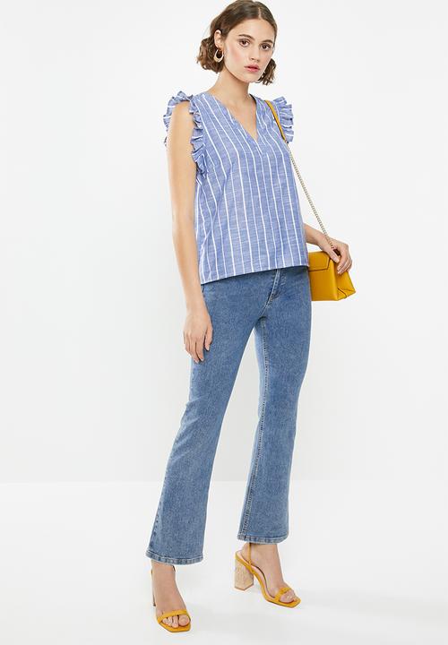 Vero Moda - Lynn frill top - blue and white