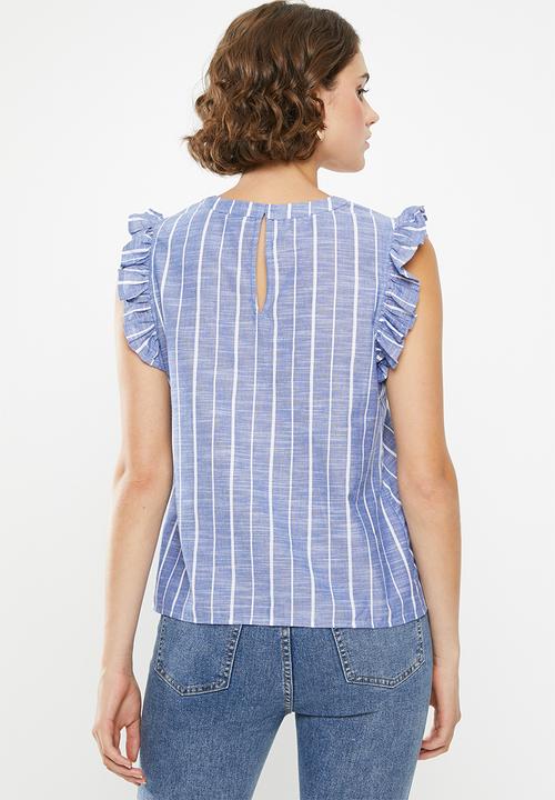 Vero Moda - Lynn frill top - blue and white