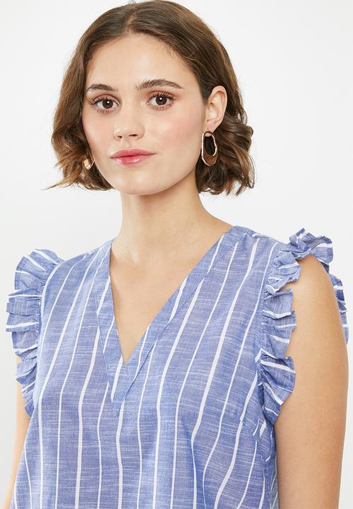 Vero Moda - Lynn frill top - blue and white