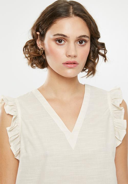 Vero Moda - Lynn frill top - cream