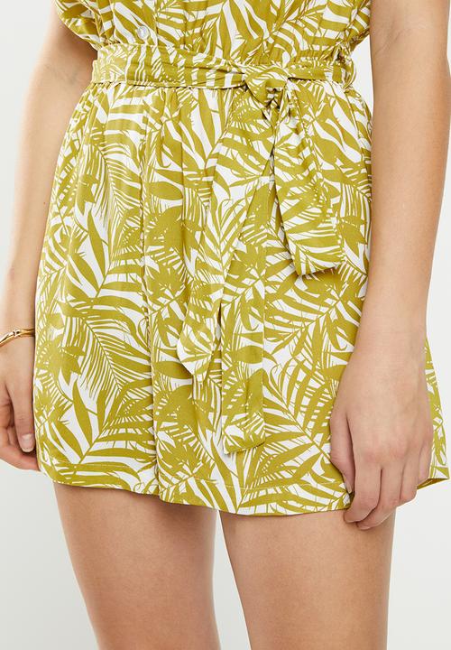 Superbalist - Rivier collar playsuit - green & white
