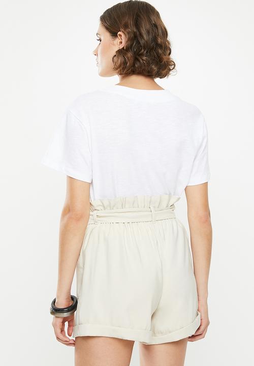 Superbalist - Slouchy slub v-neck tee - white