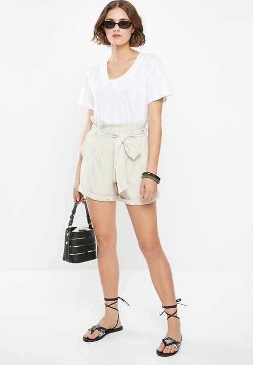 Superbalist - Slouchy slub v-neck tee - white