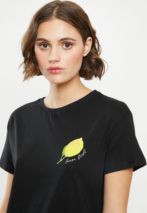 Superbalist - Sleep tee & shorts set - black & yellow