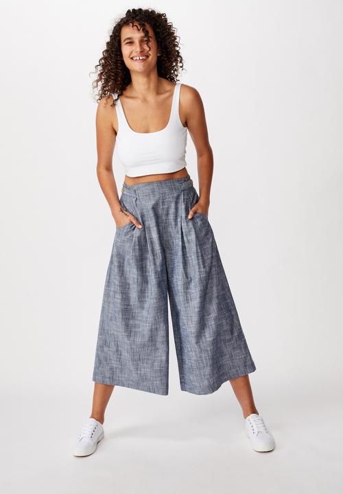 Cotton On - Luna button culotte crosshatch - blue