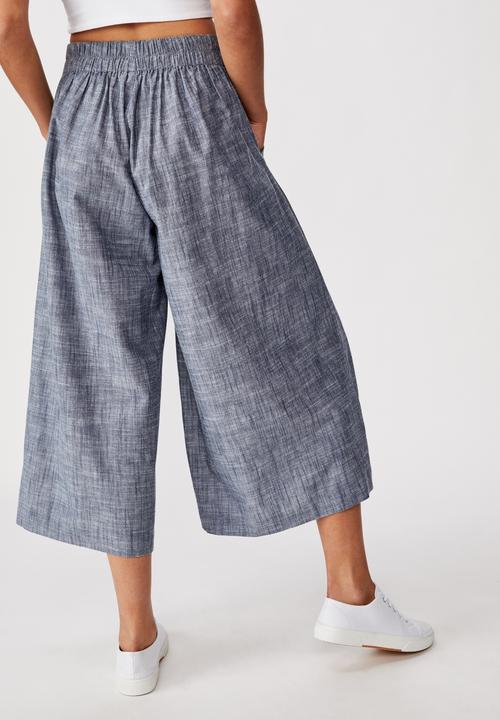 Cotton On - Luna button culotte crosshatch - blue