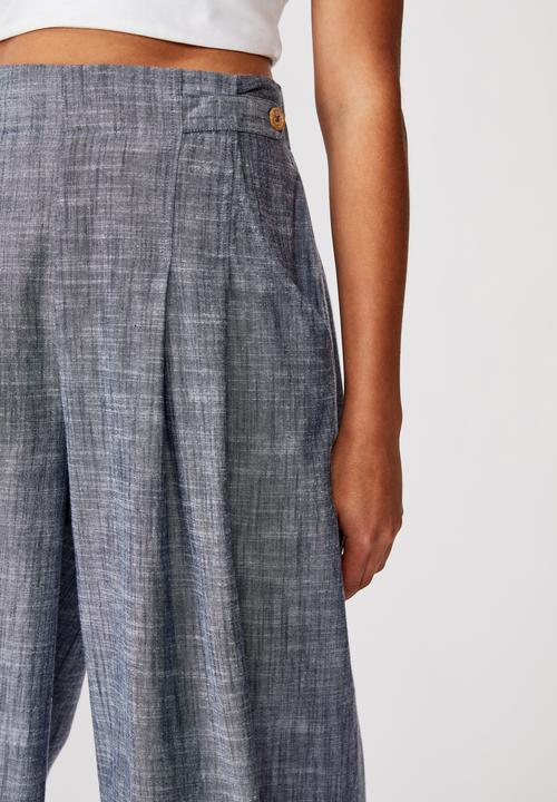 Cotton On - Luna button culotte crosshatch - blue