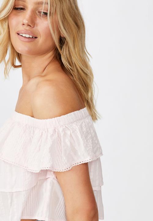 Cotton On - Sunshine frill off the shoulder top - pink